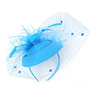 Handgjorda stora kvinnor fjäder blommig hår fascinator hatt pannband tillbehör cocktail bröllop parti kyrka headpiece huvudkläder