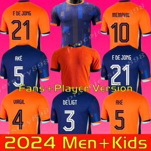 24 25オランダメンフィスFデジョンホランドクラブサッカージャージー2024ユーロカップ2025オランダナショナルチームサッカーシャツメンズキッズキットフルセットメンフィスXavi Gakpo