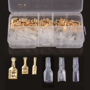 120pcs Isolierte Crimp -Klemmen für elektrische Drahtanschluss 2.8/4,8/6,3 mm Spaten Kalt -Crimp -Klemmen Sortiment Kit