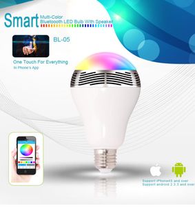 Nowa żarówka LED E27 Bluetooth Bezprzewodowy głośnik sterujący Funkcja muzyki 2 w 1 inteligentna kolorowa lampa bąbelkowa RGB na iPhone'a Samsung8036189