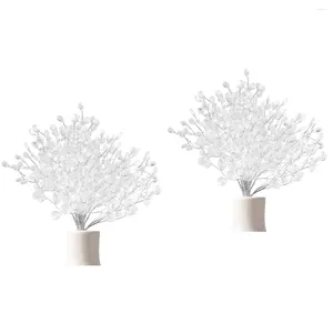 Dekorativa blommor 100 stjälkar kristallpärlor grenar vas konstgjord girland vit träd plockar brudvaser
