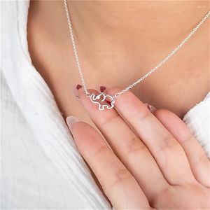 Chains Vintage Elephant Silver Color Pendants Necklaces For Woman Simple Animal Jewelry Necklace Ladies Gift To Mother And Daughter