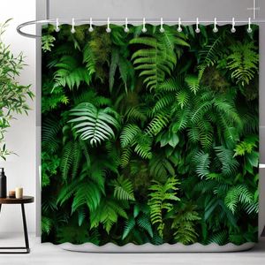 Cortinas de chuveiro paredes cheias de plantas verdes plantas tropicais paisagem natural poliéster decoração de banheiro