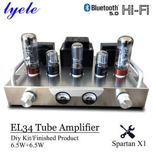 Verstärker Lyele Audio EL34 Vakuum -Rohrverstärker DIY Kit Hifi Audioverstärker Klasse A Hochleistungs 6,5W*2 Vu Meter Bluetooth 5.0 Tubeverstärker