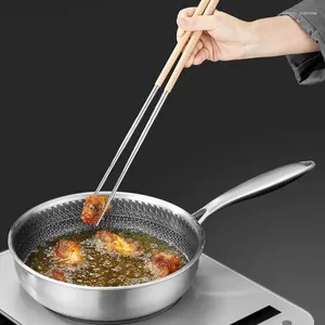 Chopsticks Extra-Long Non-Slip Non-Scalded Wooden Handles Stainless Steel Healthy Round Tableware