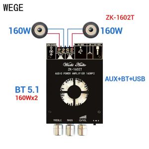 Wzmacniacze Wege ZK1602T XPSM 2*160W 2*150W 2.0 Kanał Stereo HiFi BT Audio Power Wamplofier Wzmacniacz Treble Bass Aux USB WUZHI Audio