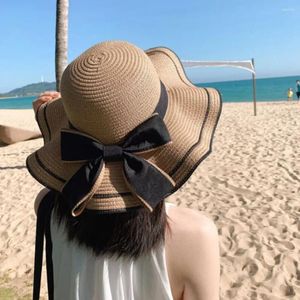 Boinas Casual Women Sun Hat 2024 Summer dobrável Bowtie Fisherman Fashion UV Protect Travel Beach