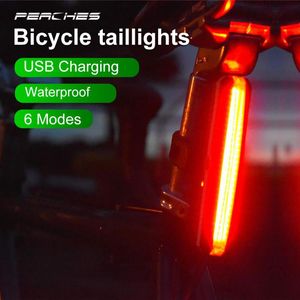 1pc Bicycle Rear Light 26 COB LED Waterproof 100LM USB Charging 6 Flashing Modes Warning Rear Tail Warning Lights Highlight