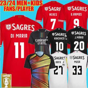 23 24 fãs versão de jogador Red Soccer Jerseys Seferovic Waldschmidt Pizzi Rafa G.RAMOS 2023 2024 Home Away Men Kit Kit Camisas de futebol Otamendi Kokcu di Maria Rs