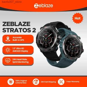 Relógios de pulso Zeblaze Stratos 2 GPS Intelligent AMOLED Display Monitor de saúde de 24 horas 5 atm a bateria longa Inteligente