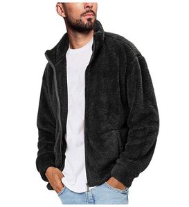 Men039s Kurtki Wysokiej jakości męskie rozmytą kurtkę Sherpa swobodne zimowe ciepłe wełniane stojak na wełniane wełniane suwakowy płaszcz z Soild 401318564