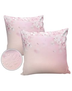 2/4pcs Wodoodporna poduszka na zewnątrz Kwiat Spring Brzoskwini Kwiat różowy Cherry Blossoms Cushions Case Dekoracyjne poduszki