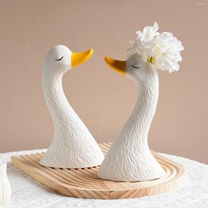 Vasi Ceramic Swan Vase Simulation Flower Dining Table Home Ornamenti carini