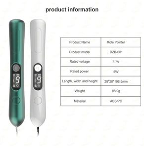 LCD Laser Plasma Pen Mole Remoção de Freckle Máquina de instrumentos de beleza de beleza de beleza Blemish Wart Spot Dark Skin Tag Remover Tool 9 Nível com 1189899