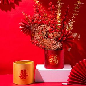 Present Wrap Chinese Fu Character Flower Box Flowers Arrangement Container Supplies For Wedding Birthday Chocolate dessertförpackning