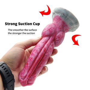 Yocy Curved Wolf Knot Dildo Gory Monster Silicone Fantasy Anal Plug Prostate G-Spot Vaginal Massager Sex Toy for Women Men Men