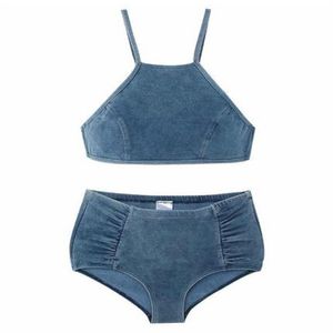 Summer Women Swimwear Denim DeSiger Bikini Swimsuit Beach Tankinis Rouphe Sets Roupent para Lady Slim Swimwears Swimsuits Duas peças Conjunto