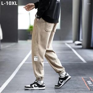 Calça masculina comprimento de tornozelo meninos jogadores homens mais tamanho 10xl 8xl 6xl esportes espessos harém harém khaki hop adolescentes calças de moletom