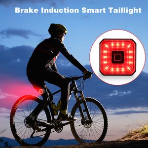 Rockbye Bicycle Auto Tail Light Bike Brake Warning Lamp USB Rechargeable LED Waterproof Cycling Smart Security Sensing Lights