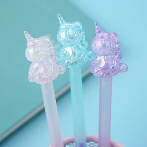 Pennor 12st novelty söt kristall enhörning pennor rolig laser akryl kawaii kulpoint brevpapper skola svartblå bläck kawai saker