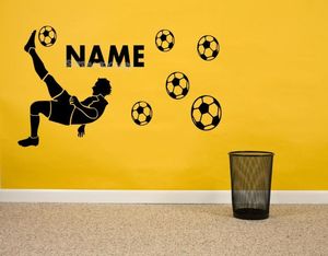 Fotbollsspelare Silhuett väggklistermärken Anpassa anpassat namnnummer Soccer Boy Bedroom Home Decor Ny design Poster5978275