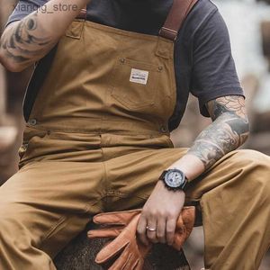 Men's Jeans Maden Khaki Overalls Mens Baggy Workwear Vintage Amekaji Jumpsuit Pockets Cargo Working Pants Quality Straight Oversize Trouser L49