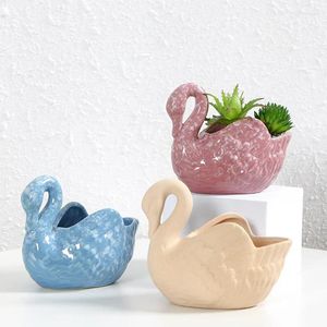 Candle Holders Romantic Nordic Tabletop Decoration Middle Arab Gold Pink Blue Ceramic Swan Candlestick Table Top Holder For Home Decor