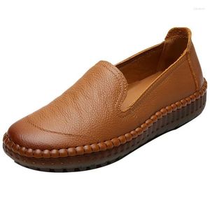 Lässige Schuhe Frühling bequemes Retro weiches Leder mit Rindfleisch Sehnen Mutter Kuhläden Softle isure mittleren Alters und ältere Menschen