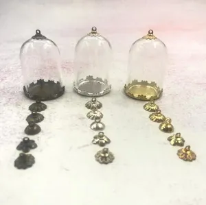 Decorative Figurines 1/2/3/5/8pcs 38x25mm Tube Bell Jars Glass Globe Bubble Gold Crown Tray Cap Vial Pendants Necklace Dome Cover