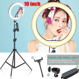Lights 10" LED Selfie Ring Light Photography Video Light RingLight Phone Stand Tripod Fill Light Dimmable Lamp Trepied Livestreaming