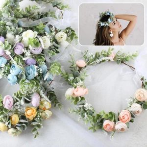 Dekorativa blommor Mini Flower Crown Headpiece Elegant Lace-Up For Women Floral Garland Headdress Hair Girls Festivals