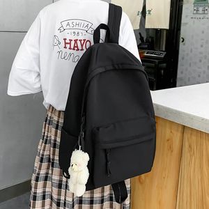 HOCODO Simple Female Backpack Women Canval School Bag For Teenage Girl Casual Shoulder Bag Solid Color Rucksack Quality Travel 240328