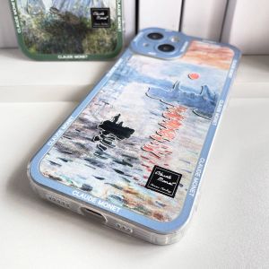 Claude Monet Art Water Lilies Эстетический телефон для iPhone 15 14 13 12 11 Pro Max Mini XS X XR SE 7 8 плюс прозрачная мягкая крышка