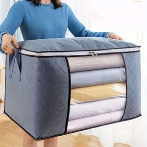 広々とした服の収納バッグ耐久性のあるハンドル厚い生地 - 寝室組織に最適