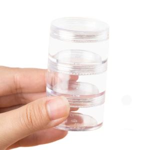 2st 5G-10G Återanvändbara stapelbara krämer Jar Travel Clear Storage Box Mini Cosmetic Container för smycken Nagelkonst Eyeshadow Crafts