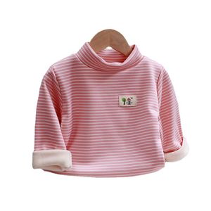 Camicie per bambini invernali pile top calde per bambini a maniche lunghe con le magliette da ragazza a strisce più vestiti per bambini in velluto