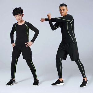 Childrens Tight Fitting Suit Boys Game Basketball Football Jersey Base Coat Breathable Training Running Cycling Suit