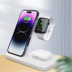 Laddare 15W Fast Wireless Charger Stand 3 i 1 vikbar laddstation för iPhone 15 14 13 12 Pro Max Apple Watch 9 8 7 AirPods Pro