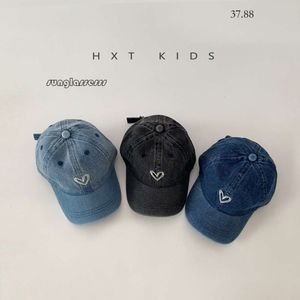 baseball cap Children's Duck Tongue Hats Worn Out Cowboy Love Embroidered Soft Top Spring Autumn Boys and Girls Baby Baseball Hat Trend