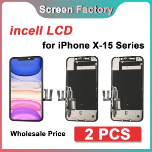 Display LCD Incell da 2 pezzi per iPhone Xs XS XR 11 12 Mini 13 Pro Max 14 15 Plus Digitazer Assembly Touch Screen Sostituzione