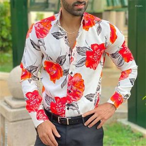 Mäns casual skjortor 2024 Fashion Shirt Coconut Tree Floral Lapel Street Spring Summer High Quality Material Mjuk och bekväm 2024