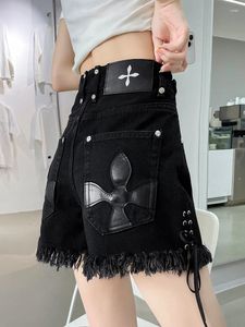 Women's Shorts Black Denim 90s Aesthetic Mini Jeans Y2k Wide Short Pants Harajuku Korean 2000s Trashy Clothes 2024 Summer