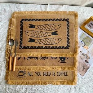 Table Mats Square Jute Woven Meal Mat Ins Wind Cup Linen Insulation Shooting Prop Decoration