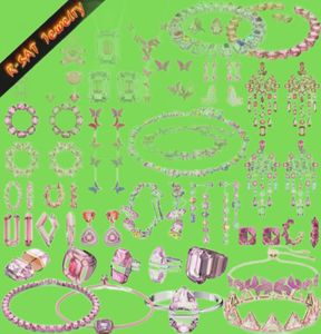 Подвесные ожерелья Оригинальная новинка 2023 Продажа тенденции модные розовые шарм набор ювелирных украшений края серьги с серьгами кольцо кольцо рождественское подарок женщин 8342689