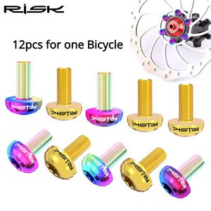 Risk 12st M5*10mm Bike Disc Brake Rotor Fixing Bolts T25 TC4 Titanium Bicycle MTB Ultralight Brake Screw Cykling Tillbehör