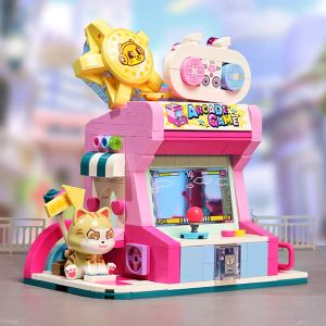 Neue schöne Street Girls Sets Katzen Erdbeerhaus Building Block kreativer Mike Tea Store Ziegel DIY Holiday Kids Girl Spielzeug Geschenke