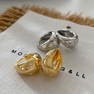 Niche Design Female Alloy Earrings Circle Water Drop Diamond Set Earrings Ladies Retro Metal Earring Jewelry