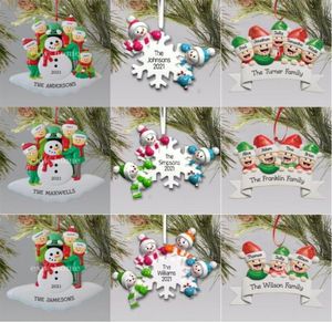 Julprydnader Dekorationer Karantän Survivor Harts Ornament Creative Toys Tree Decor för Mask Snowman Hand Sanited Family8797608