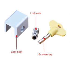 Door Shutter Lock Restrictor Window Security Key Lock Sliding Doors Windows Restrictor Child Safety Anti-theft Door Stopper