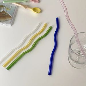 1PCS 20cm Glasraeds Grels reutiliza forma de onda bebendo palha para coquetéis de smoothies acessórios ecológicos de bares amigáveis